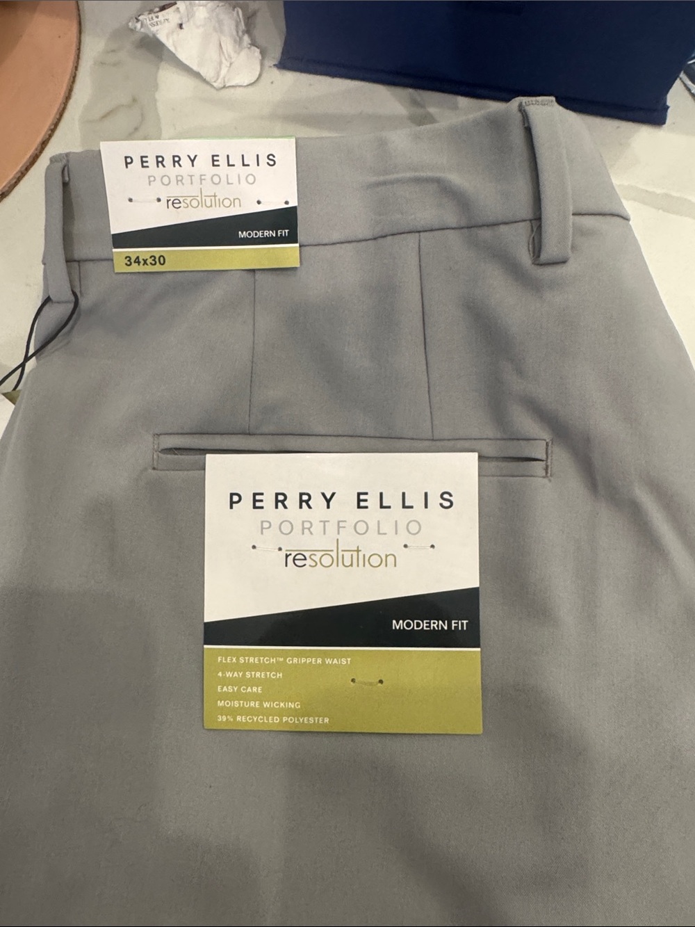 Perry Ellis Light Gray Modern Fit Dress Pants